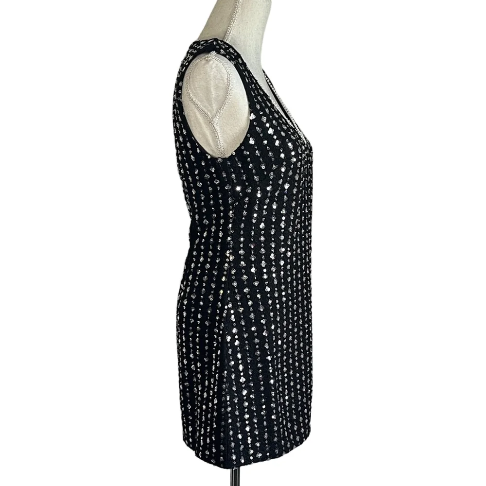 Seni & Cade Black Sequin V-Neck Mini Dress - Picture 6 of 7